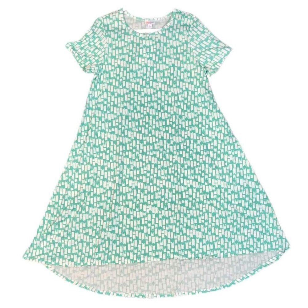 NEW XL‎ LuLaRoe Carly Green White Check Geo Bamboo Swing Dress High Low Flowy